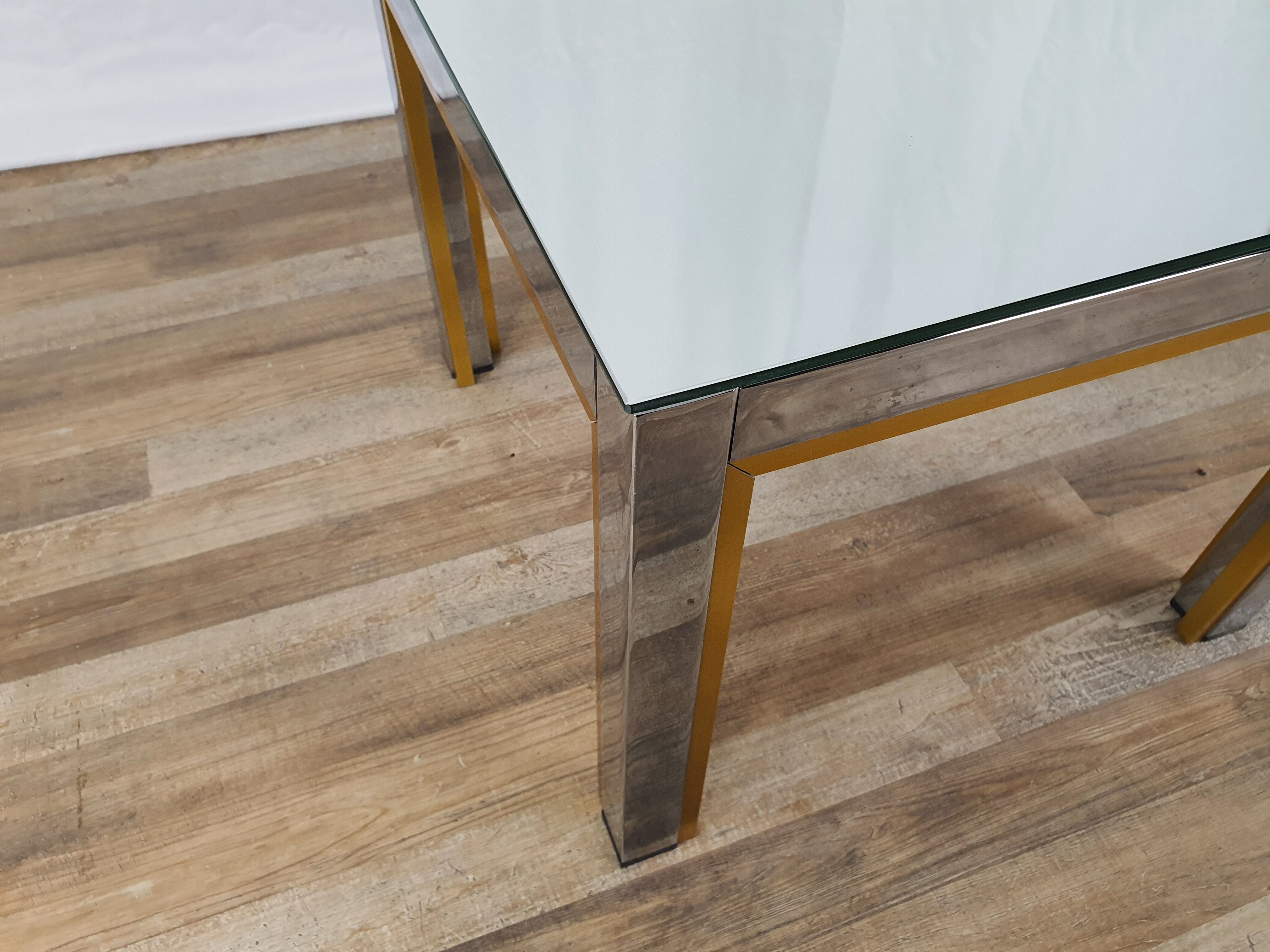 Table basse de Renato Zevi avec plateau en miroir, années 70