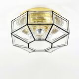 Large Mid-Century Glass Ceiling Light/Flush Mount from Limburg, Germany, 1960s