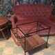 Sofa padded in old pink velvet