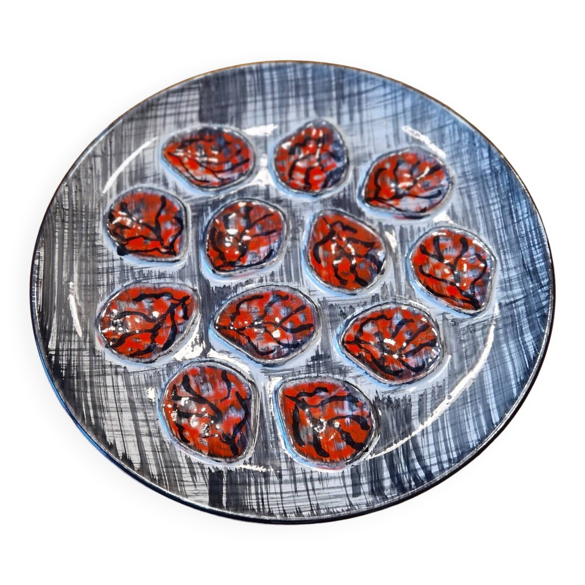 Oyster display dish, Pornic earthenware