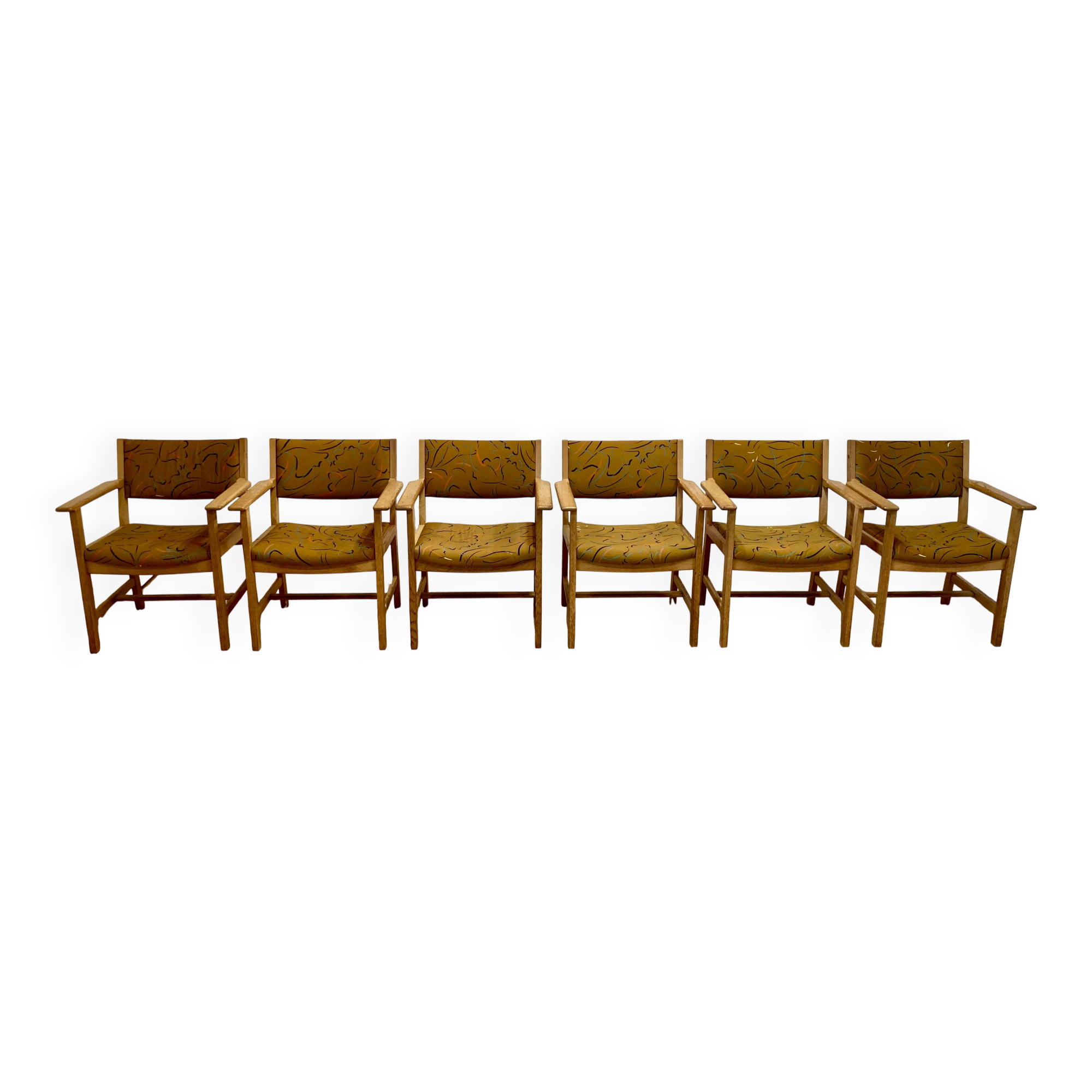 Set of 6 armchairs stamped Hans Wegner "Scandinavian design" 1960.