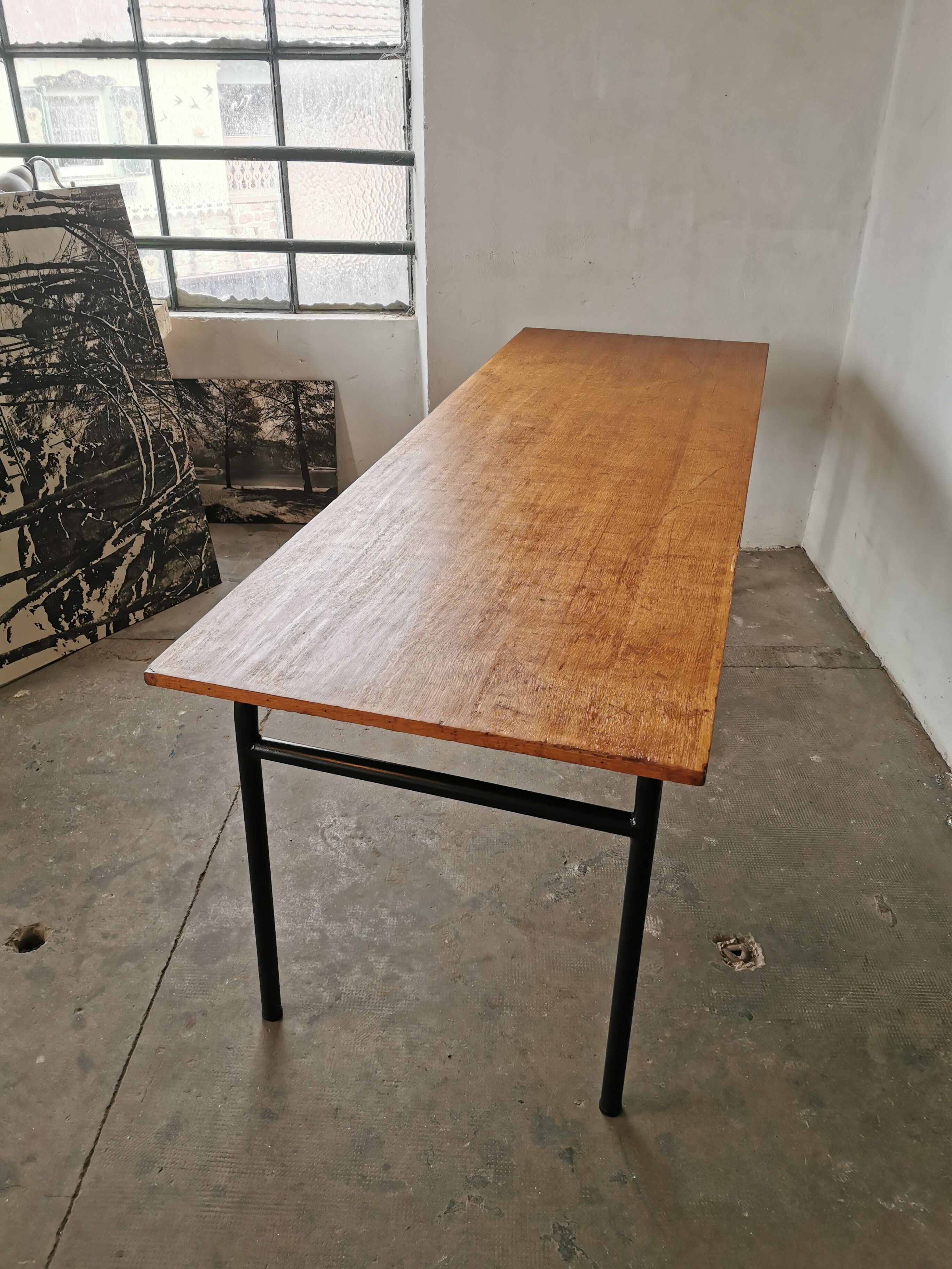Refectory table Mullca metal and wood 1960