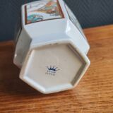 Vintage Hexagonal Japanese Porcelain Vase – Landscape Decoration