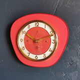 Vintage formica clock silent trapezoid wall clock "SMI red"
