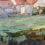 Painting “Village”, Oil on canvas signed.