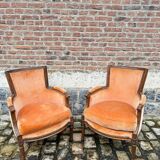 Pair Of Bergères Trapeze Backrest In Walnut Louis XVI XVIII Eme Century