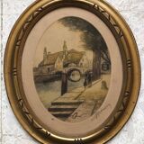 Color etching water engraving signed chabridon 1920