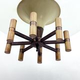 Curved glass disk chandelier. Italy 1950s