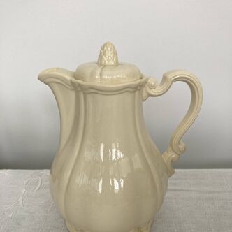 Plain ivory teapot Digoin Sarreguemines