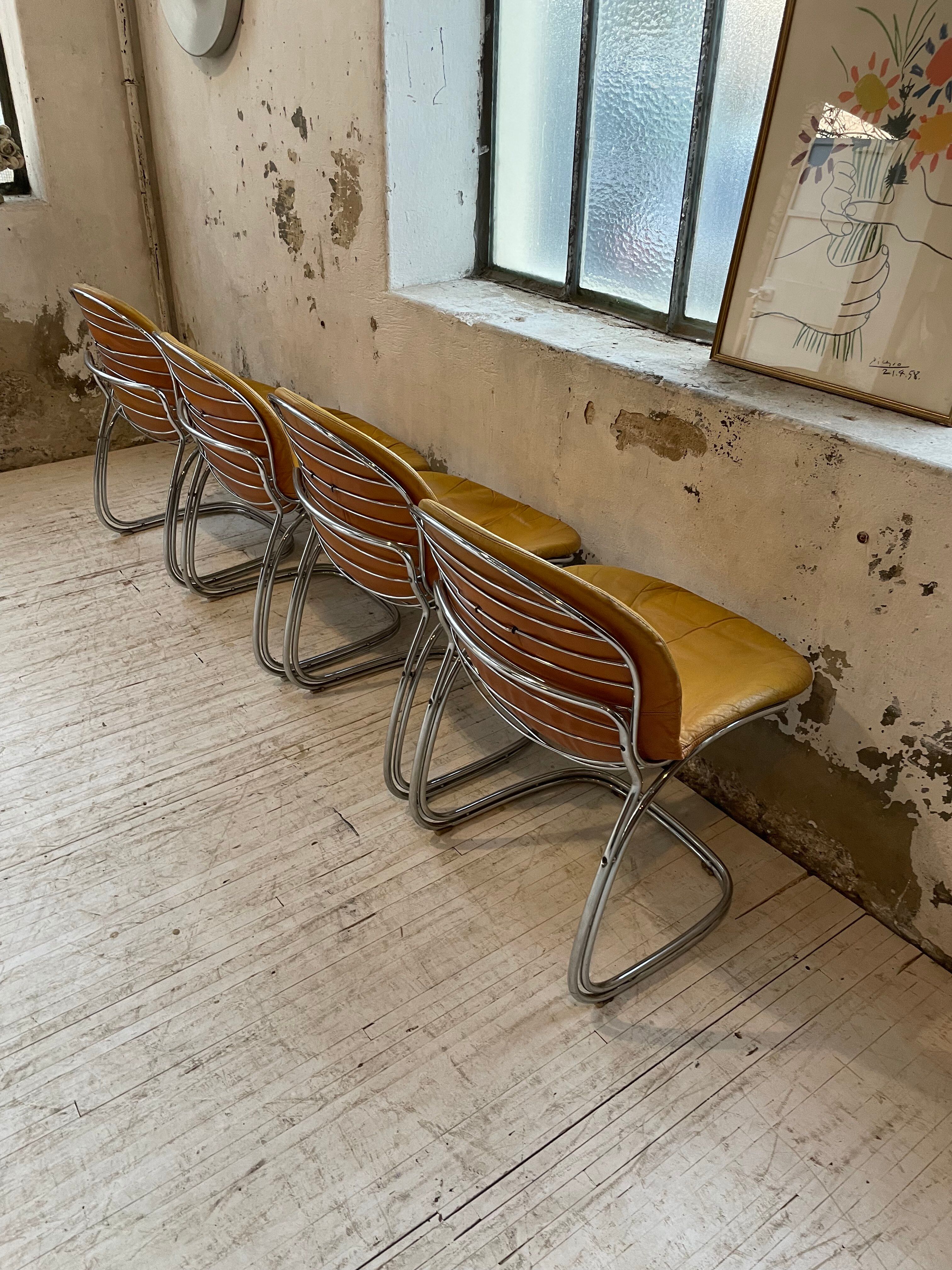 4 chairs Rinaldi "Sabrina" yellow leather