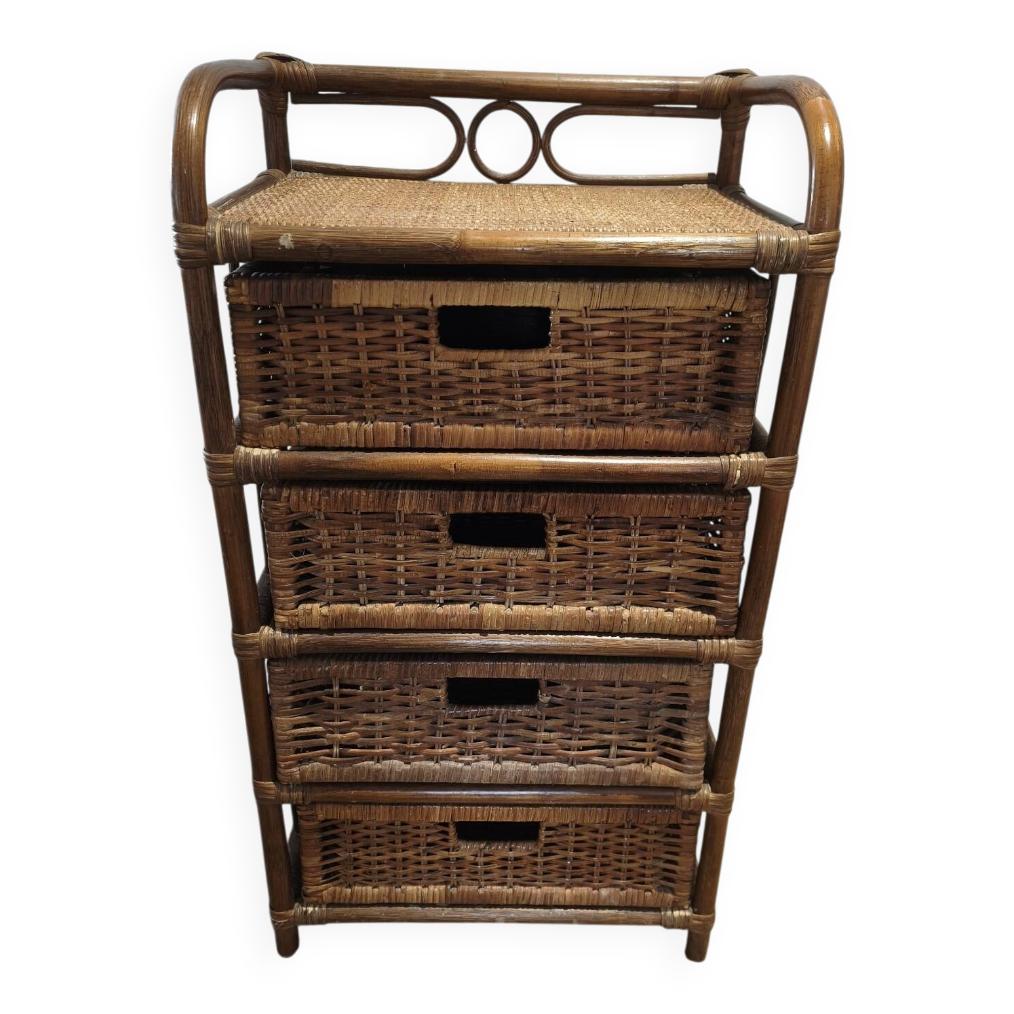 Rattan wicker drawer unit