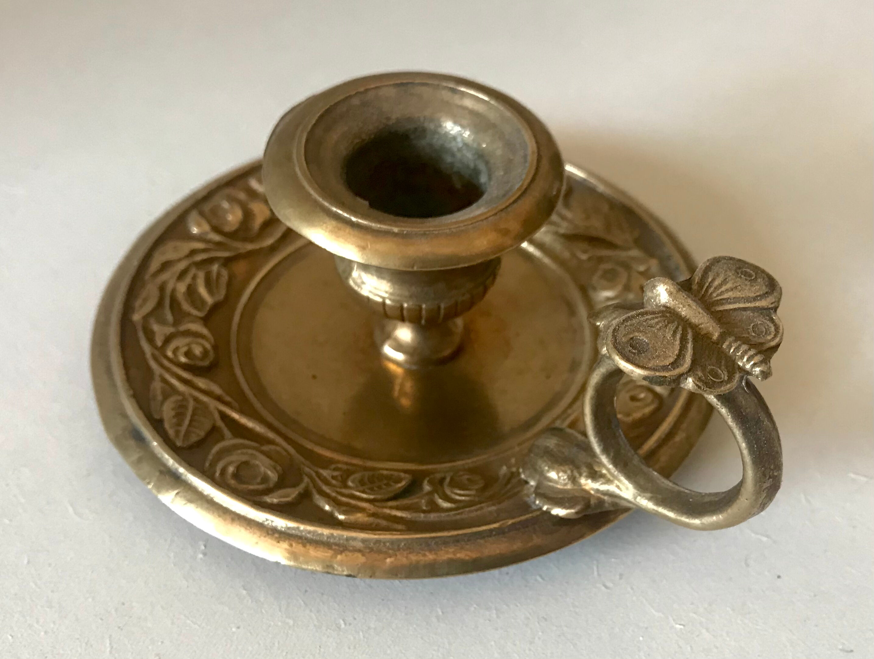 Art nouveau golden bronze candlestick