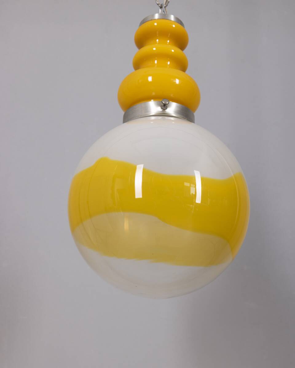 Vintage Space Age Italian Yellow Glass Chandelier, 1970s