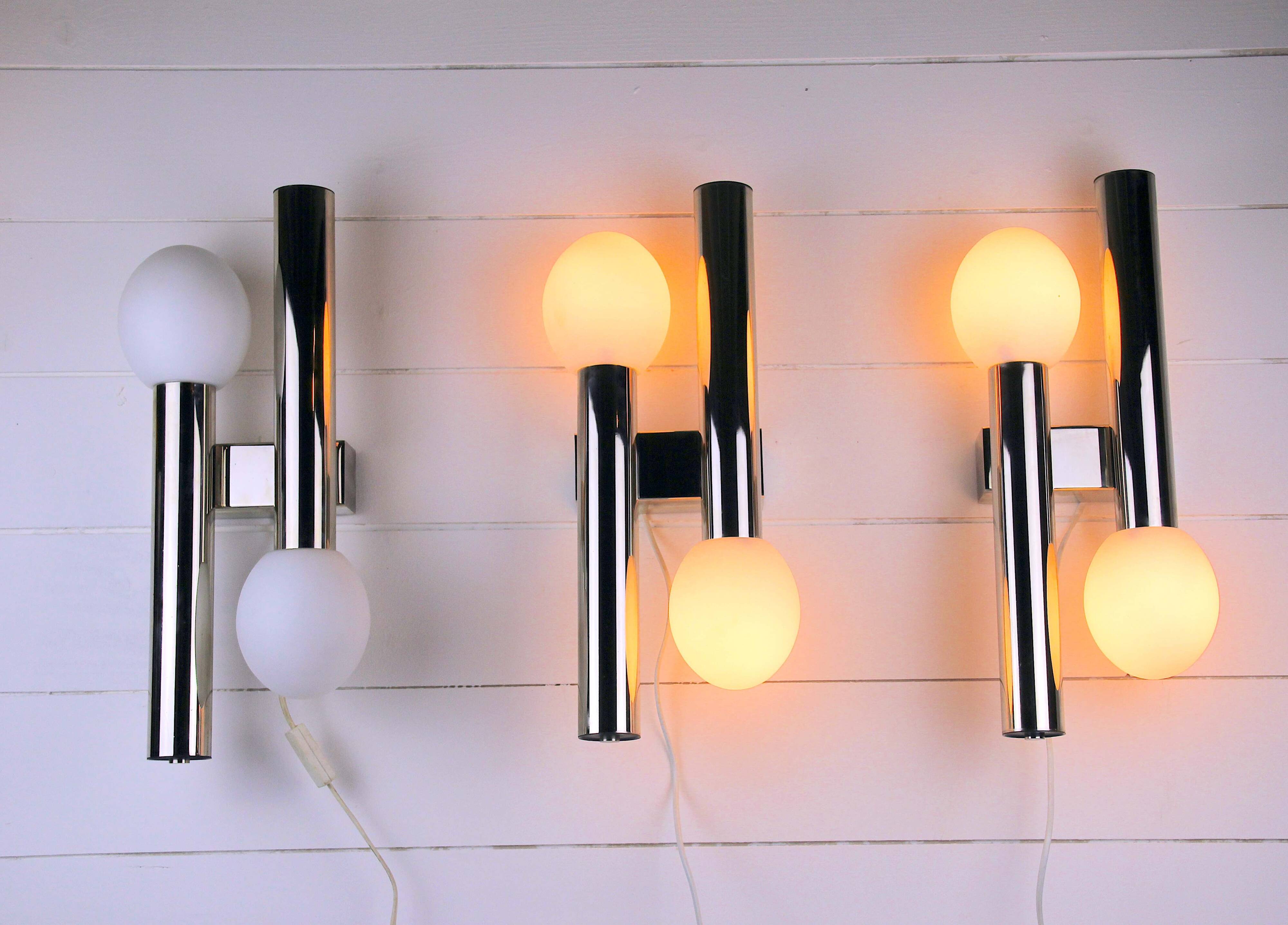 chrome wall lamp by Gaetano Sciolari - Italy, 1970s