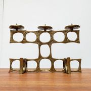 Brutalist metal candlestick from the mid-century by Heinz Goll
