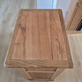 Antique English bedside table in solid wood, refurbished.