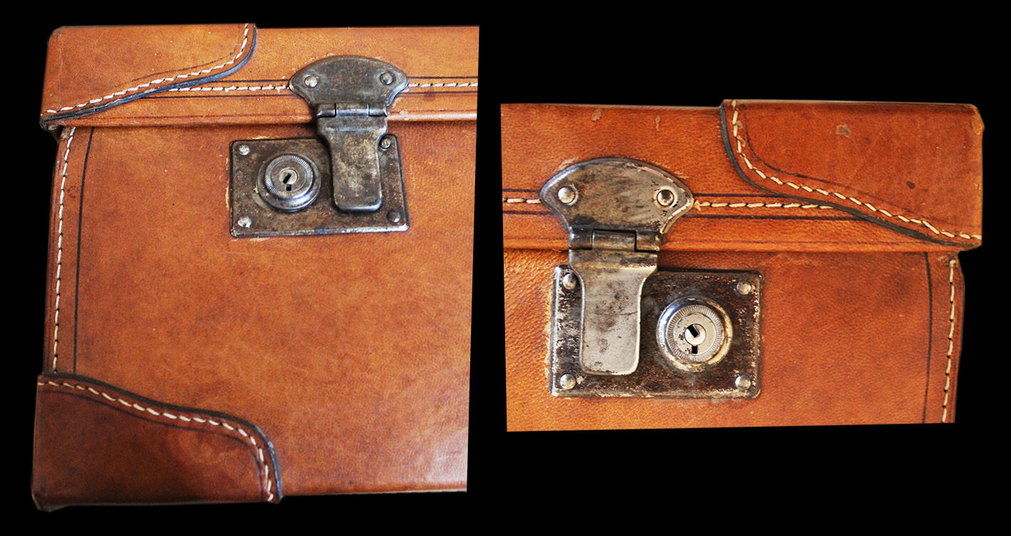 Antique XXL leather suitcase