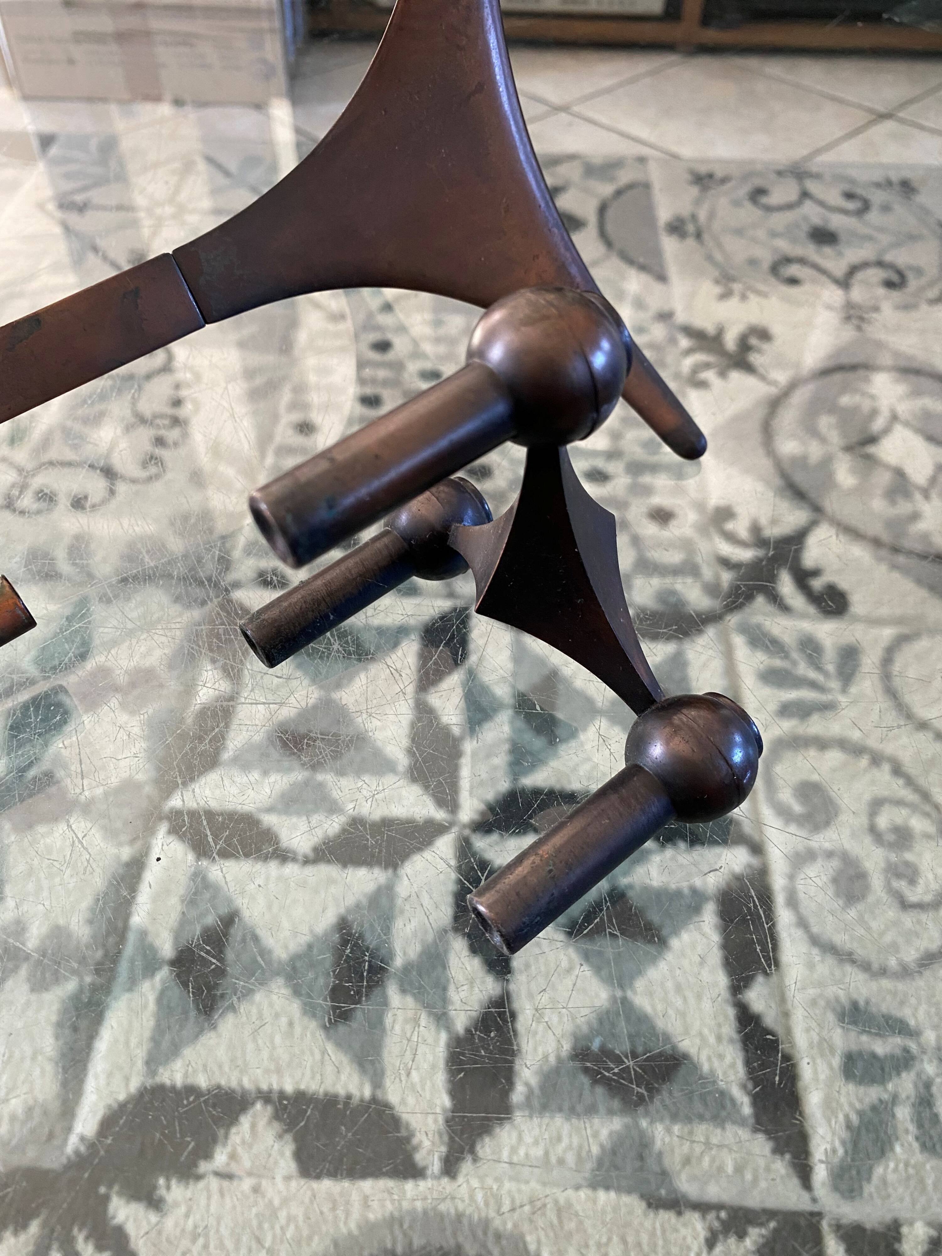 Base for candlesticks + 2 modular candlesticks NAGEL copper brown 1970