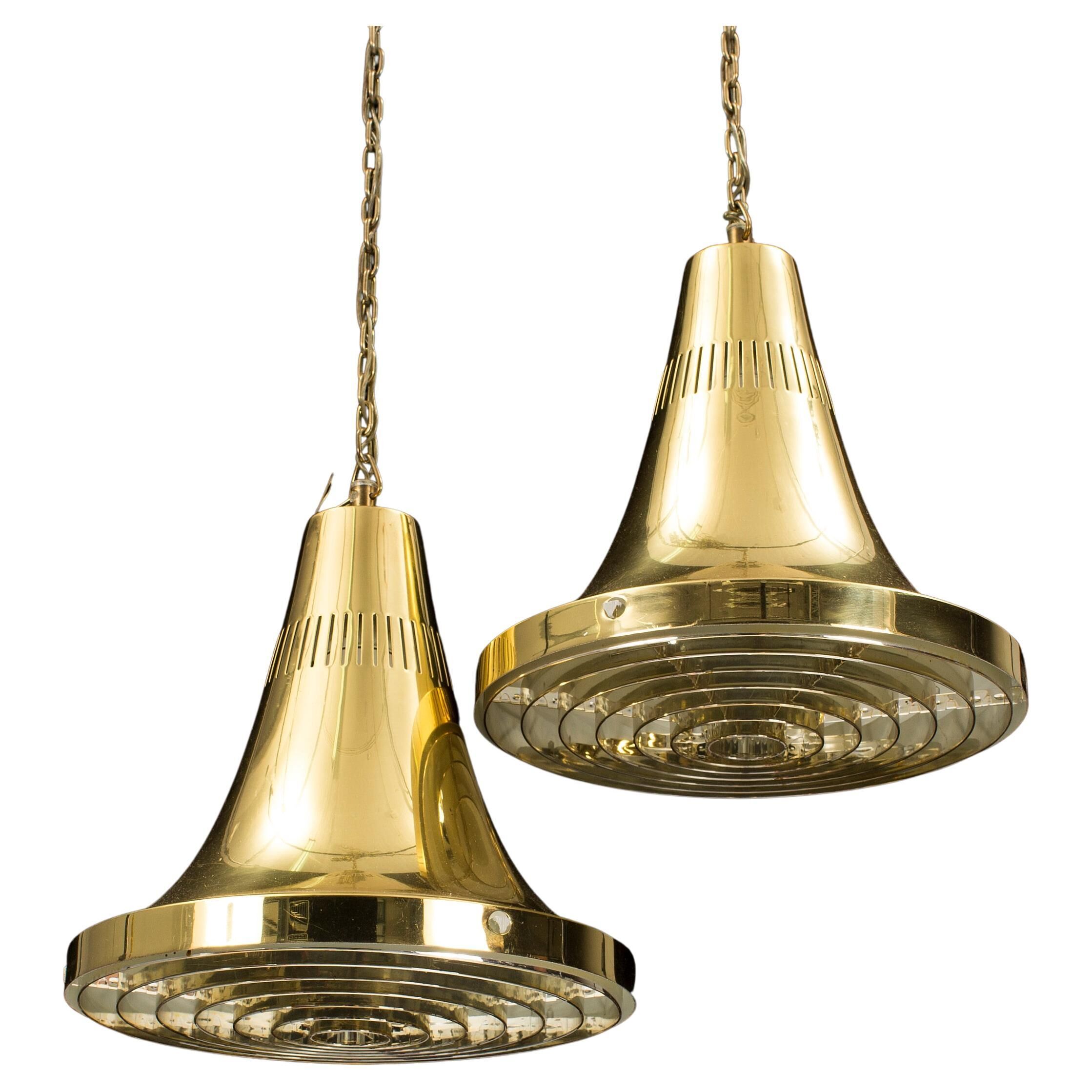 Brass ceiling light by Hans Agne Jakobsson for Markaryd, Sweden, 1960.