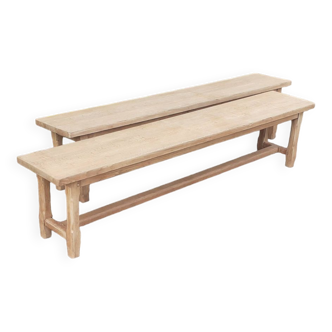 Pairs of solid oak raw wood benches