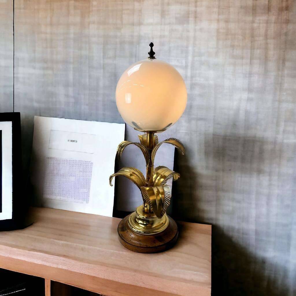 VINTAGE HIGH TABLE LAMP WITH “GOLDEN” PALM TREES, HANS KÖGL STYLE