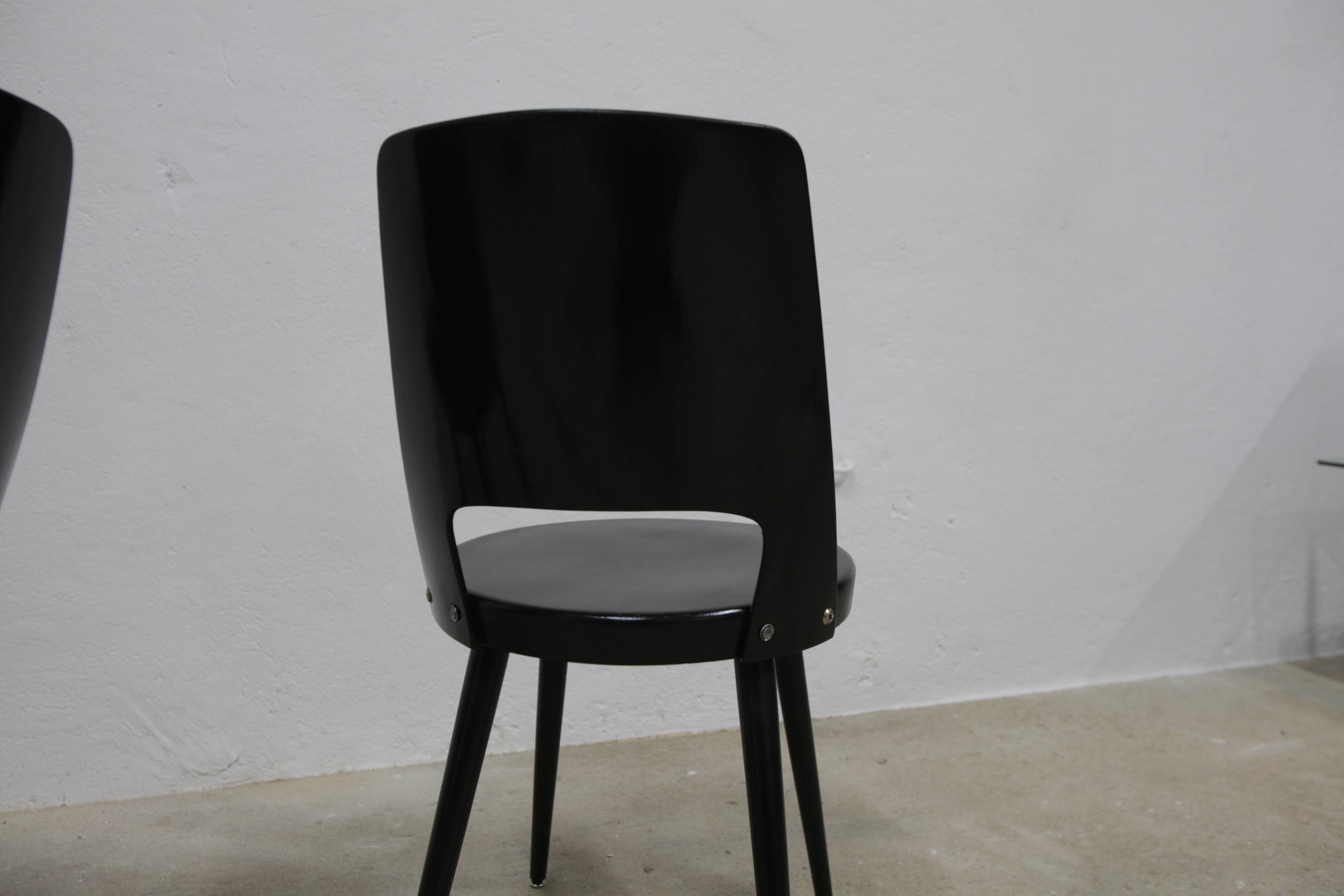Pair of Baumann Montdor model chairs restored black 1980