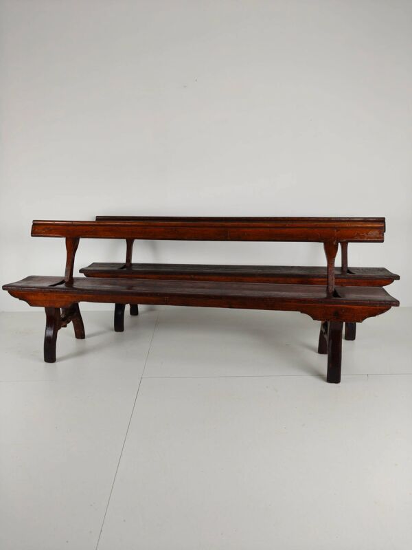 Banc de chemin de fer victorien en pin pitchpin – Halstead’s Makers, Todmorden