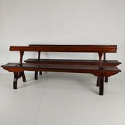 Banc de chemin de fer victorien en pin pitchpin – Halstead’s Makers, Todmorden