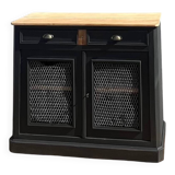 Buffet parisien ancien en bois massif brut et noir mat