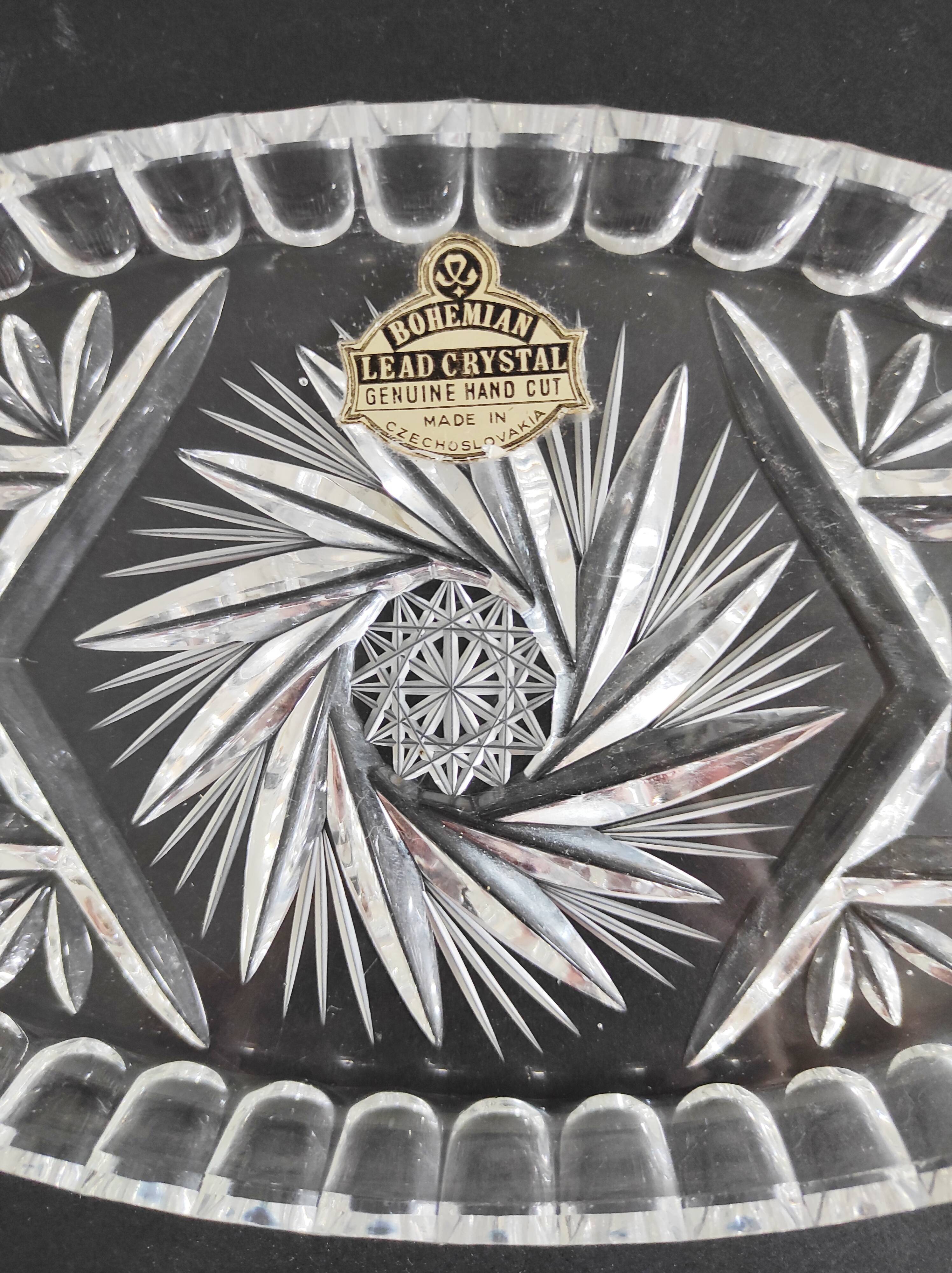 Bohemian crystal oval dish 22.5 x 12 cm