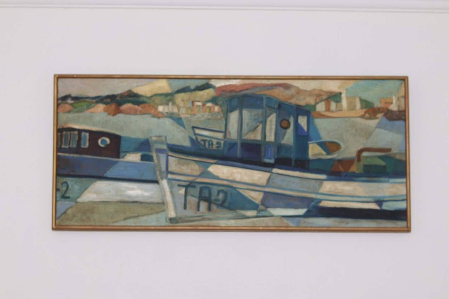 Original  Swedish Oil on Canvas – “Boats” by Kjell Lindberg – Vintage