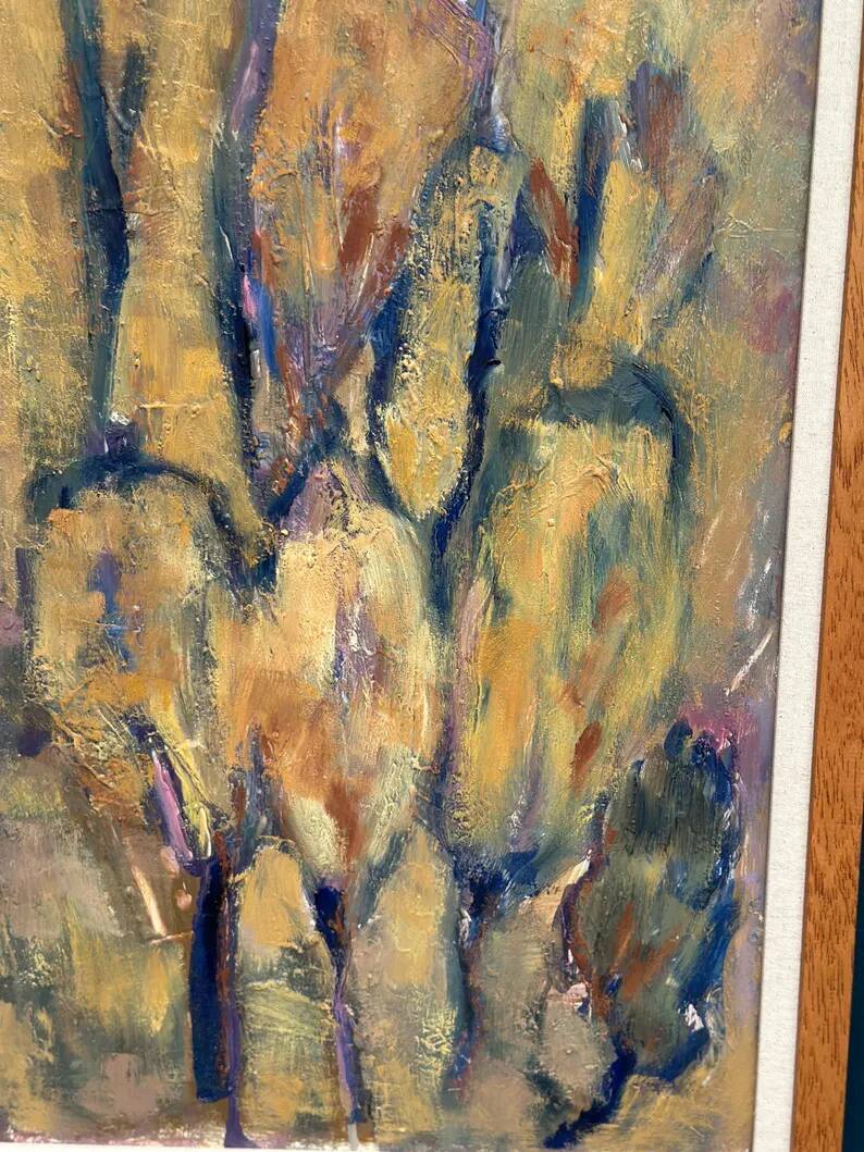 Large Swedish Oil on Panel – "Green Composition" – Signed – Vintage and Recently Framed – 77 × 41 cm (30.3 in × 16.1 in)