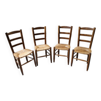 Série de 4 chaises paillées