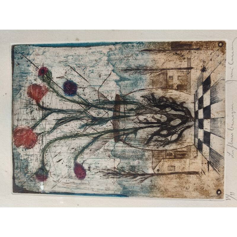 Lithographed drawing "The Baroque Flowers"