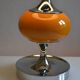 Vintage lamp base yellow and chrome metal circa 1970