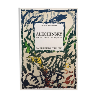 Affiche d'exposition originale de Pierre Alechinsky galerie maeght lelong - fiac 84, 1984