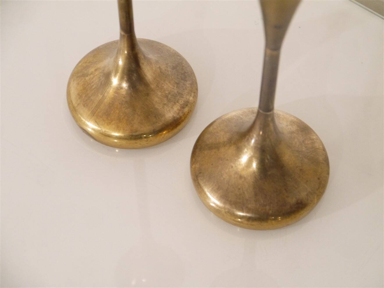 Danish brass candlestick pair from the 1970s.