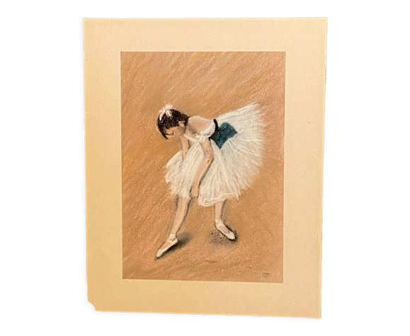 Pastel painting signed to the young ballerina dancer | Selency