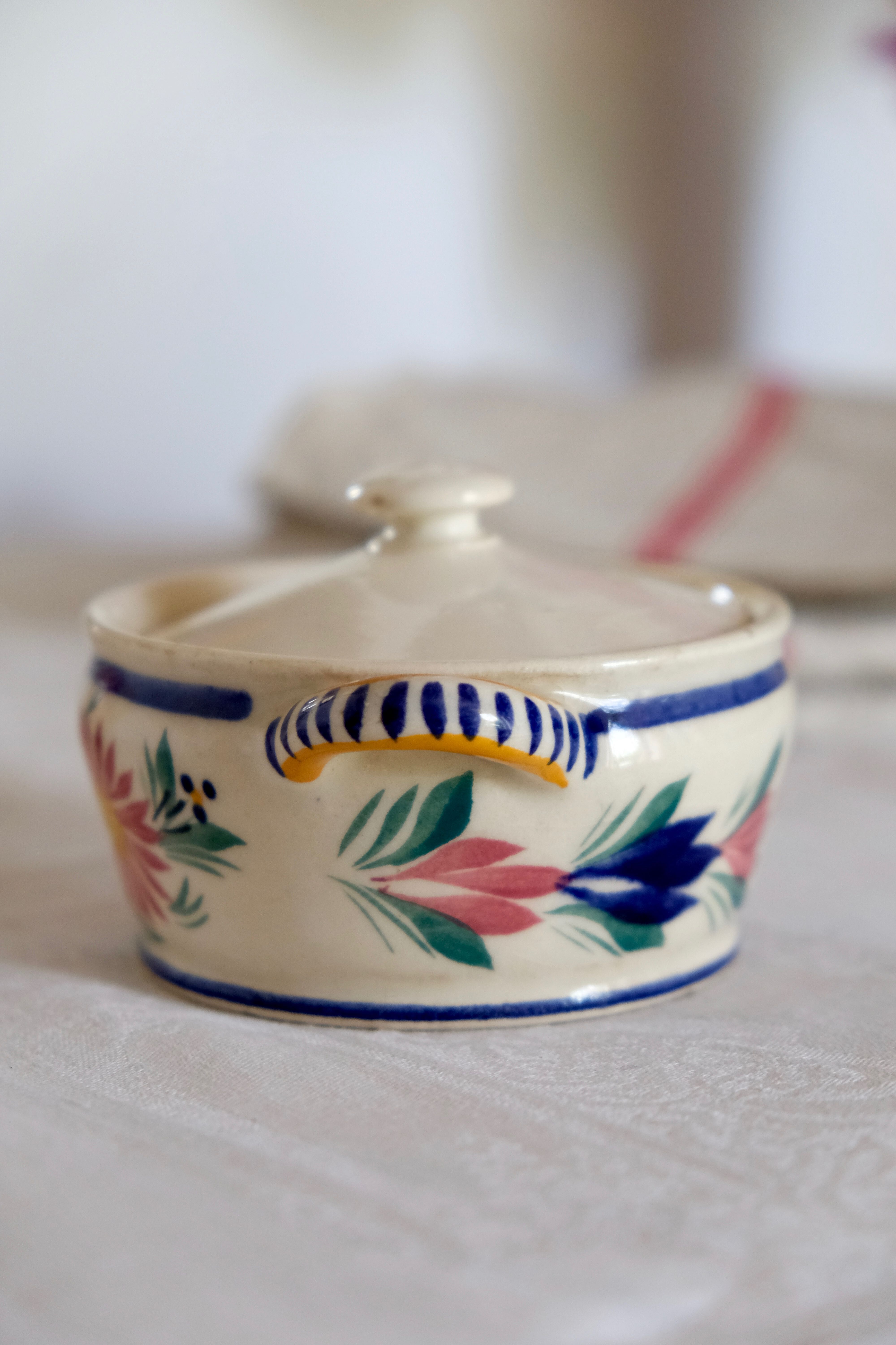 Pot à sucre sucrier faïence Quimper antique
