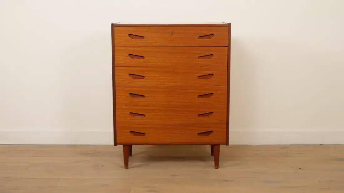 Commode danoise vintage 6 tiroirs en teck