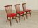 Set of 3 wooden chairs with red faux leather Tacoma by Baumann 1960