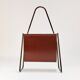 Carl Auböck II Magazine rack Midcentury, brass and brown leather, vintage, Austria