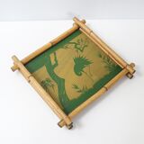 Vintage heron tray in bamboo 1960