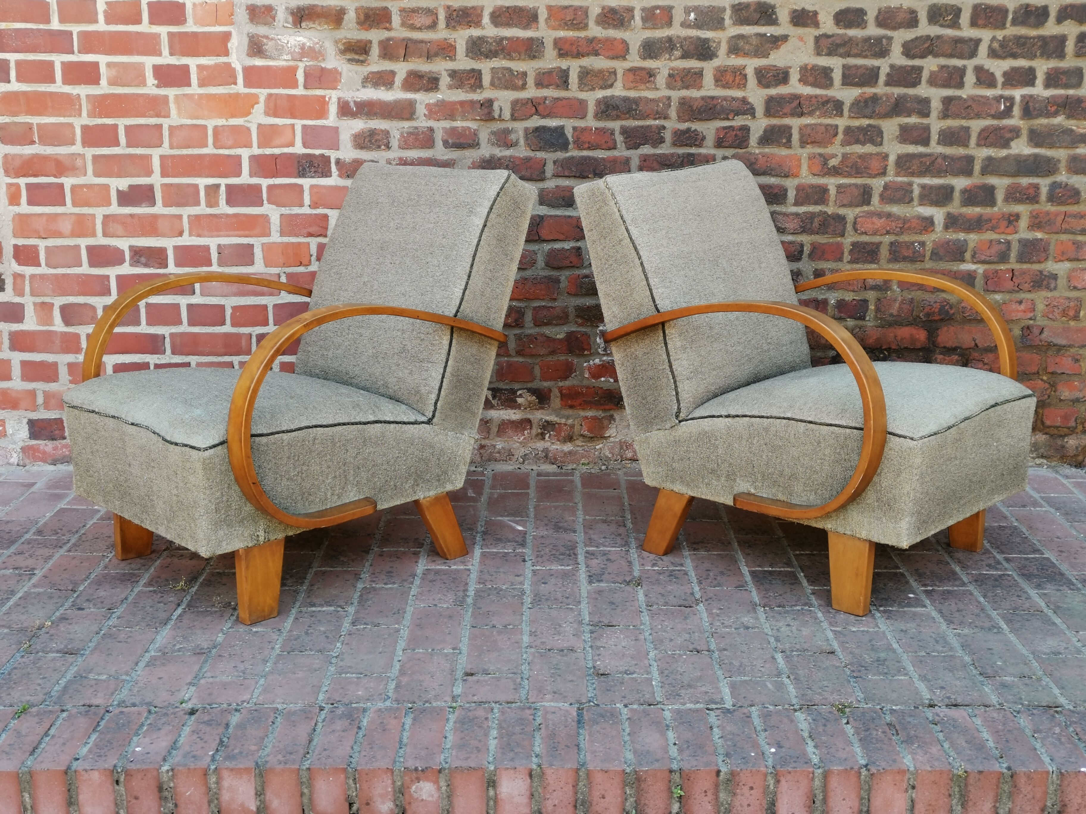 Pair of armchairs by Jindrich Halabala for Thonet 1950. Art deco