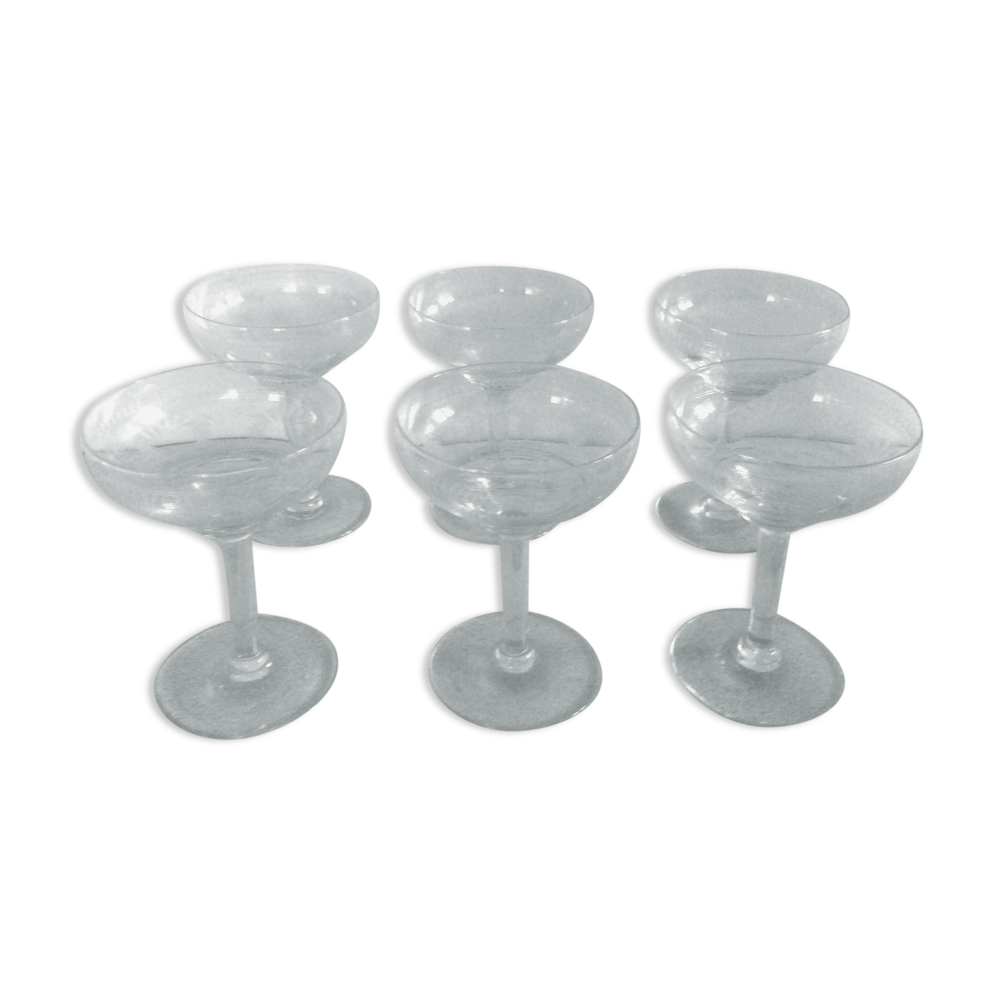 6 old champagne glasses