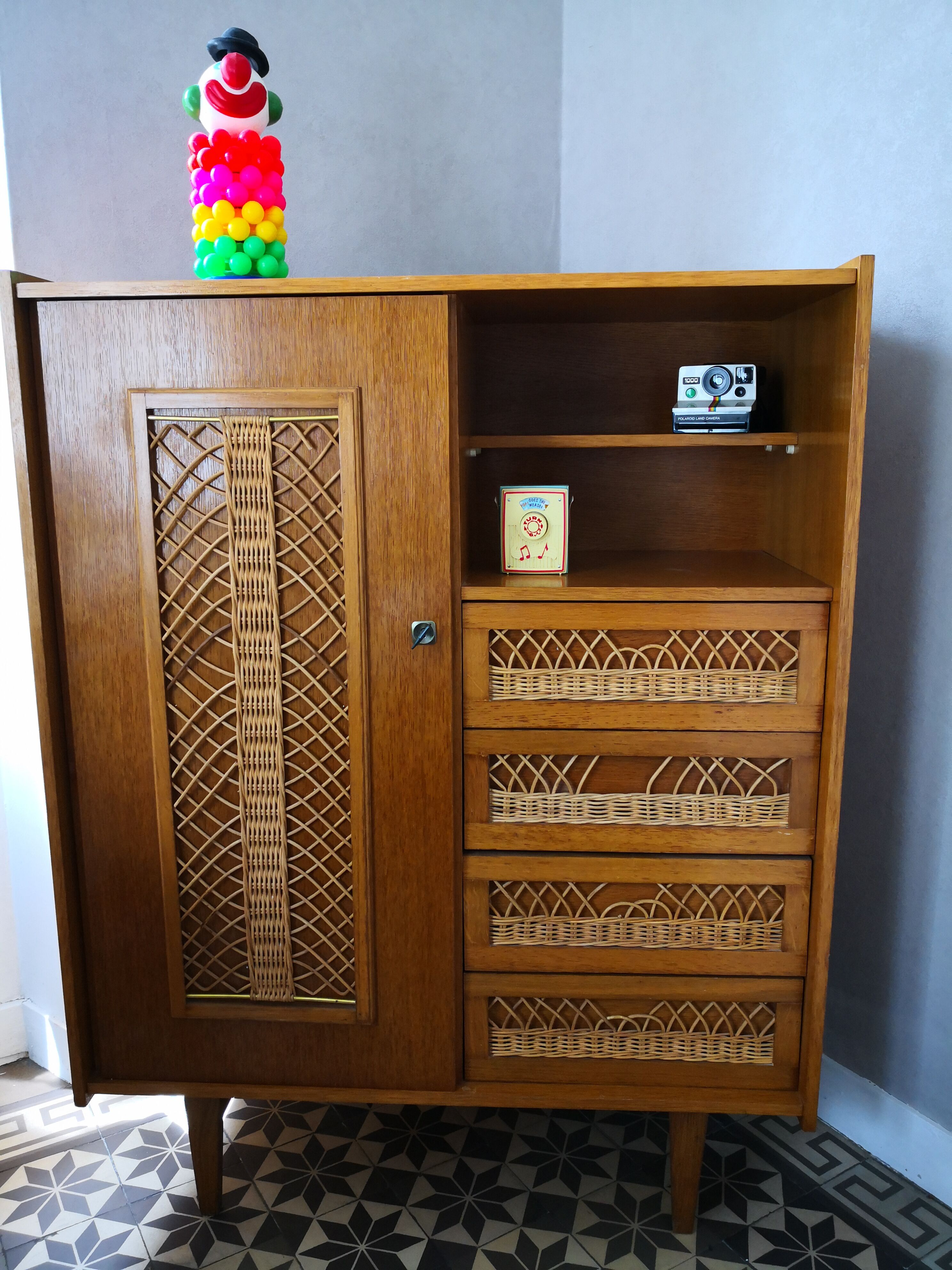 Vintage rattan cabinet