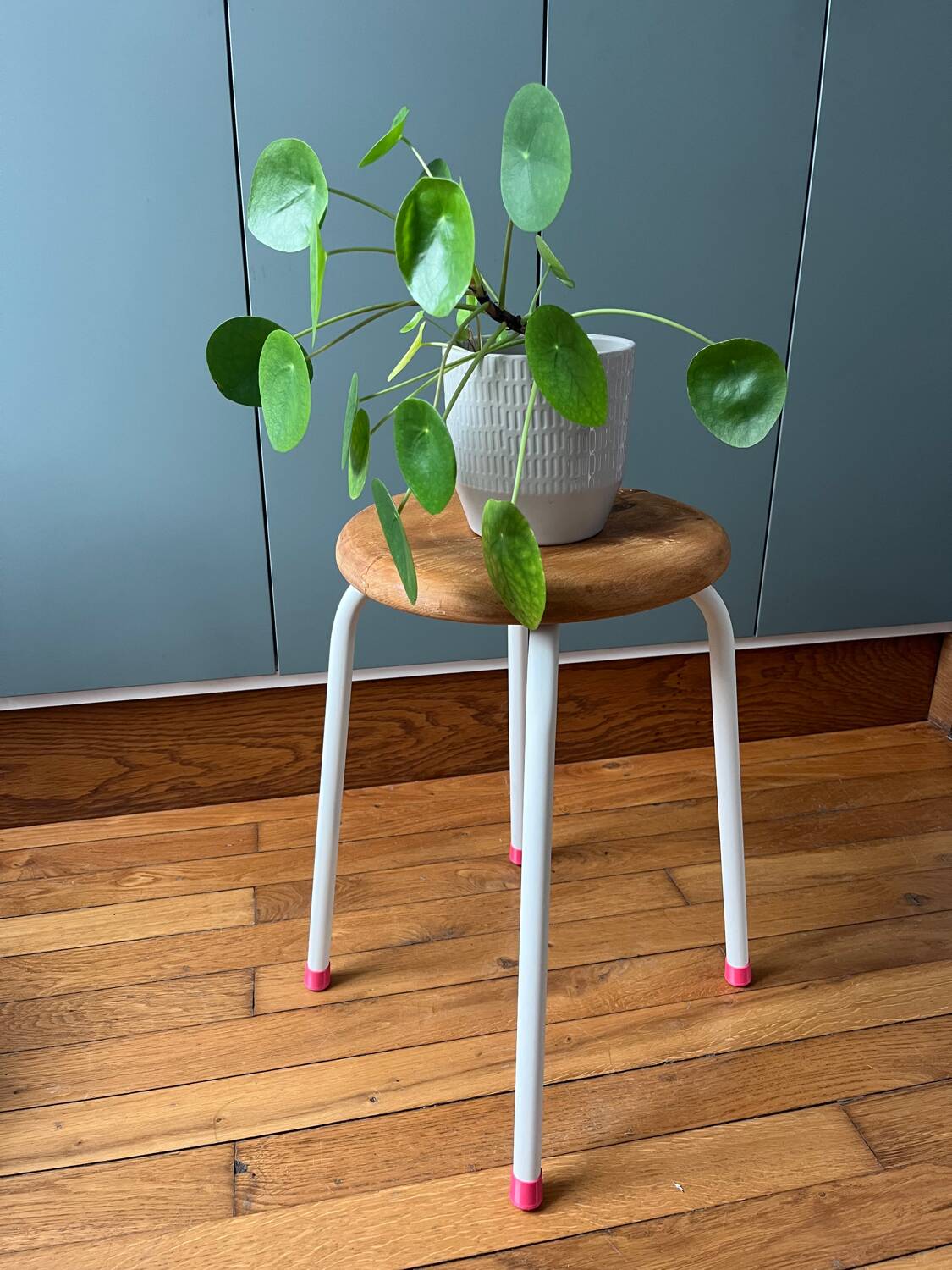 Vintage metal and wood stool