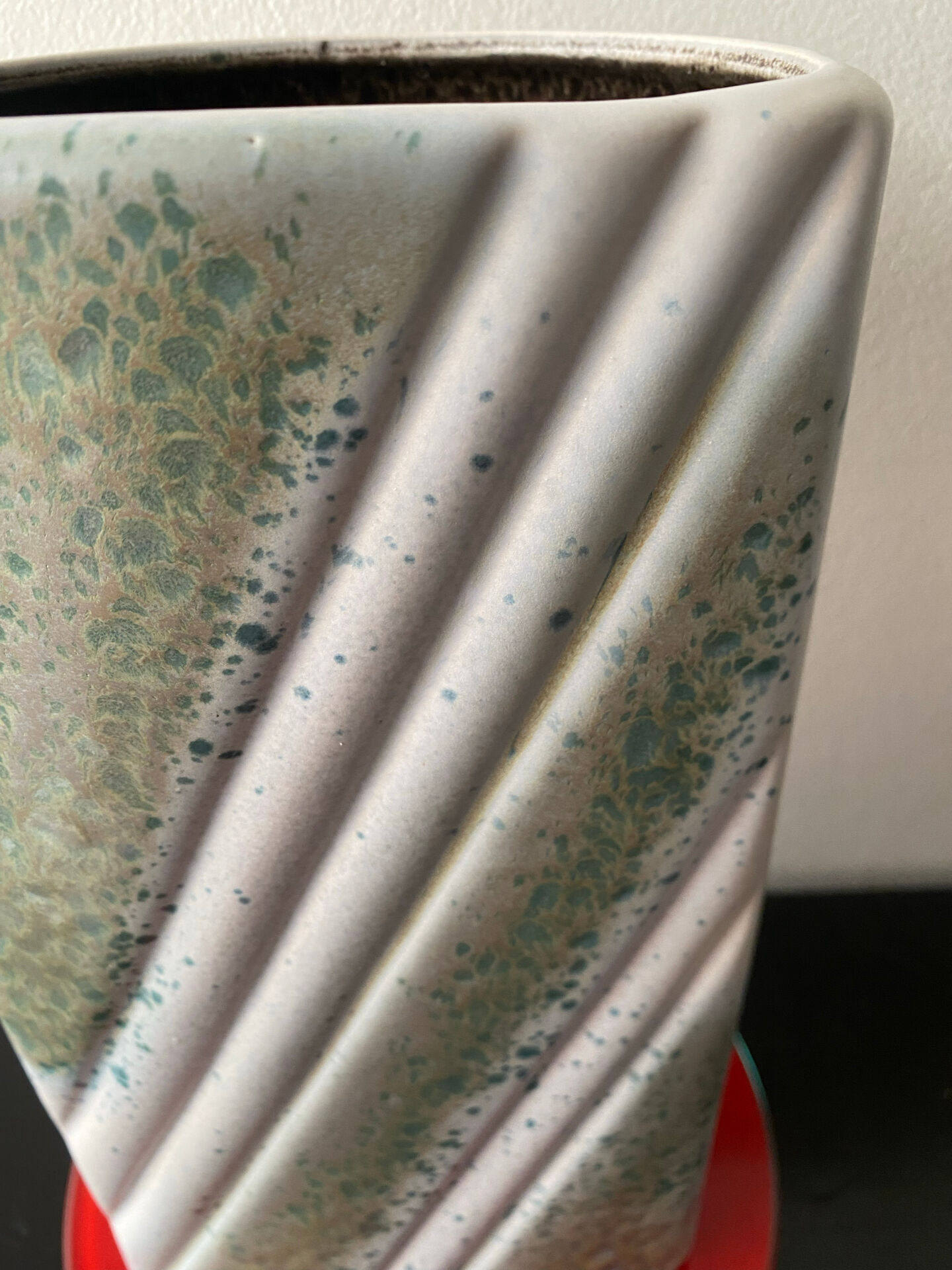 Large vintage vase numbered in pale green and white.