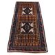 Vintage Persian Baluch rug, hand-knotted wool, 1970.
