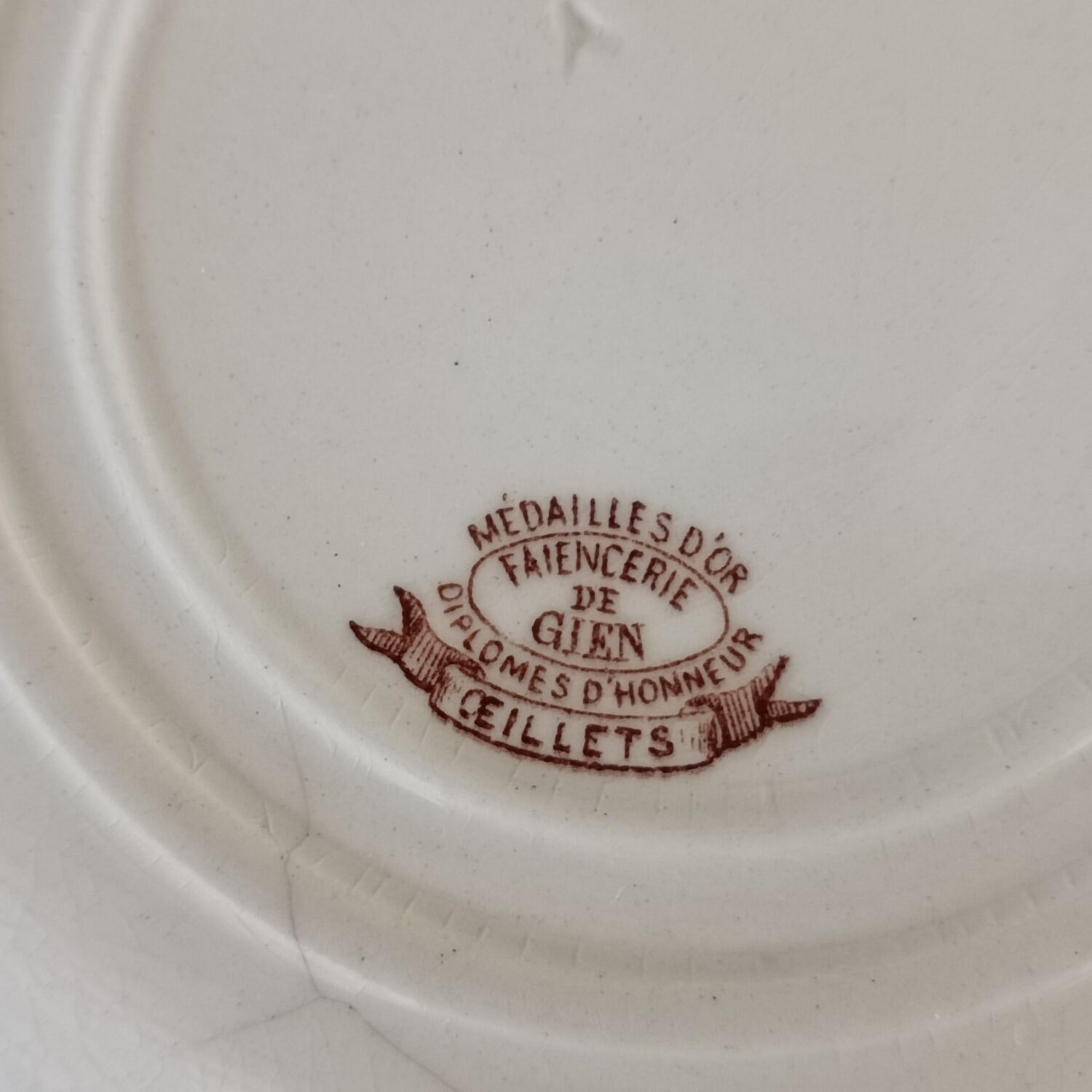 3 plates of iron earth mismatched Gien